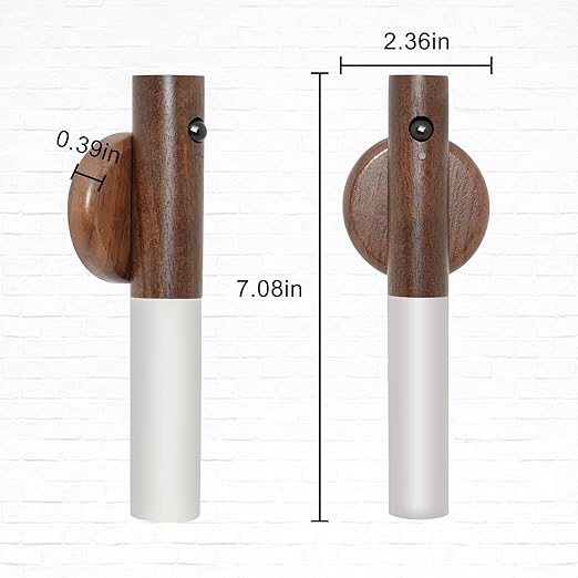 Brown Glass & Wood Motion Sensor LED Night Light