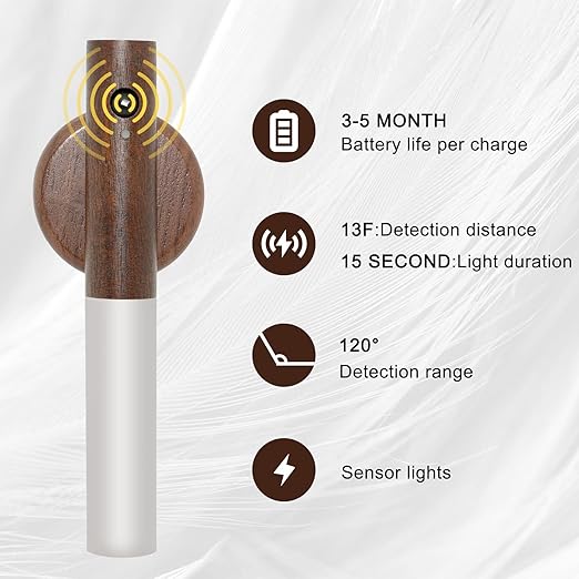 Brown Glass & Wood Motion Sensor LED Night Light