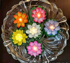 Flameless Lotus Flower Water-Sensor LED Diyas, Pack of 6
