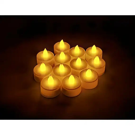 Yellow LED Tea Light Diyas for Home Décor, Pack of 12