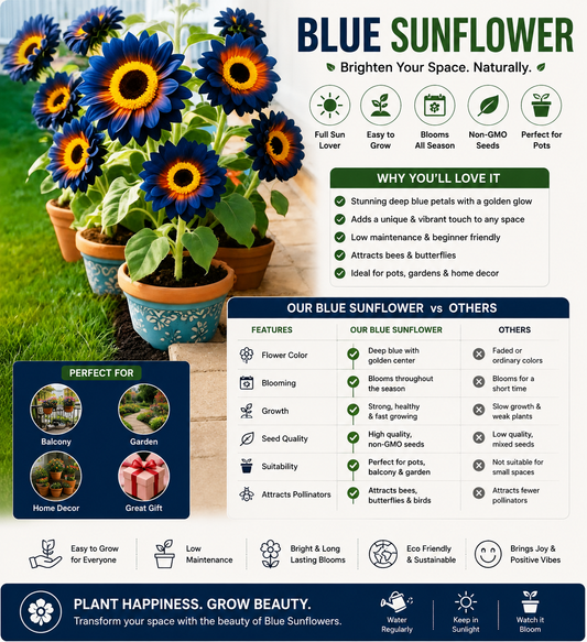 Blue Flame Sunflower Seeds + 100 Grams Organic Pot Mix Free