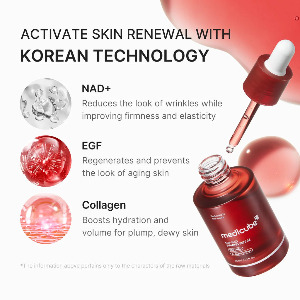SevenLakes™  (Medicube Edition) EGF + NAD+ Firming Serum for Face & Neck. Cellular Elasticity, Wrinkle Repair & Dewy Glow (30ml)