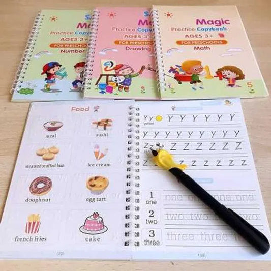 Magic Practice Copybook Set, 4 Reusable Books + 10 Refills