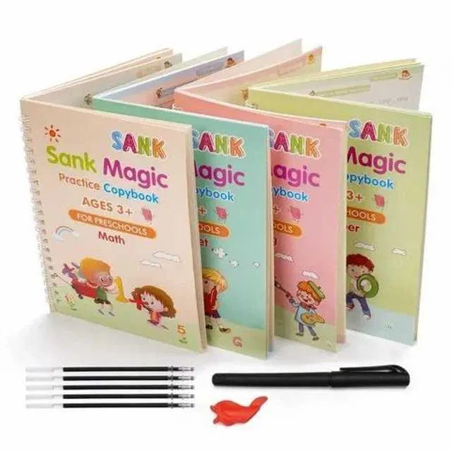 Magic Practice Copybook Set, 4 Reusable Books + 10 Refills