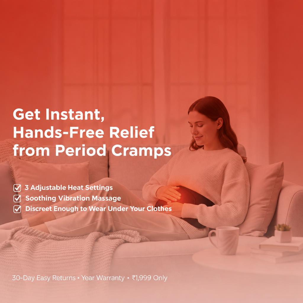 SevenLakes™ 'FemGlow' Wireless Menstrual Cramp Massager — Ultra-Slim Wearable Heating Pad for Abdominal & Lower Back Relief