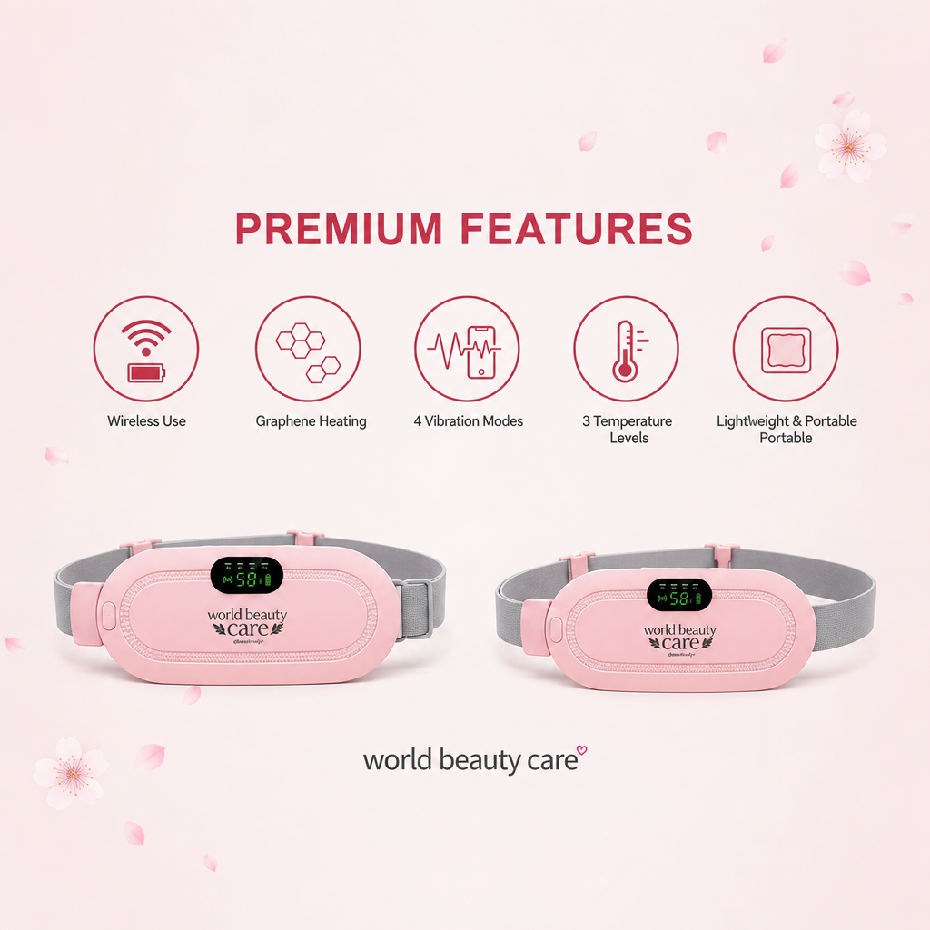 SevenLakes™ 'FemGlow' Wireless Menstrual Cramp Massager — Ultra-Slim Wearable Heating Pad for Abdominal & Lower Back Relief